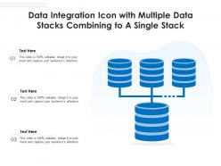 Data integration icon with multiple data stacks combining to a single stack