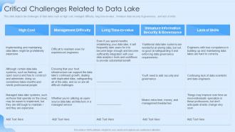Data Lake Formation Critical Challenges Related To Data Lake