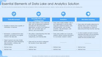 Data Lake Formation Essential Elements Of Data Lake And Analytics Solution