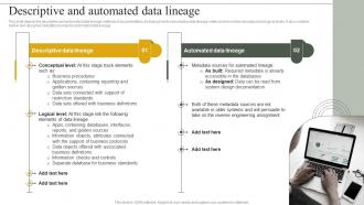 Data Lineage IT Descriptive And Automated Data Lineage Ppt Presentation Summary Rules