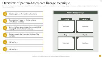 Data Lineage IT Overview Of Pattern Based Data Lineage Technique Ppt Presentation Pictures Microsoft