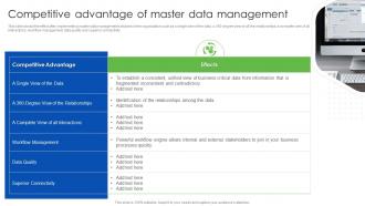 Data Management And Integration Competitive Advantage Of Master Data Management