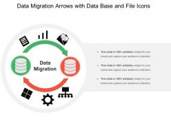 Data migration arrows with data base and file icons