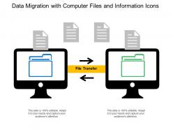 Data migration with computer files and information icons