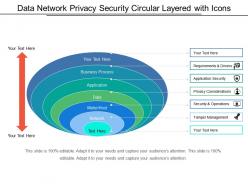 Data network privacy security circular layered with icons