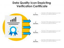 Data quality icon depicting verification certificate
