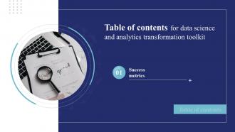 Data Science And Analytics Transformation Toolkit For Table Of Contents