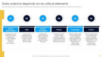 Data Science Depends On Six Critical Elements Strategic Playbook For Data Analytics