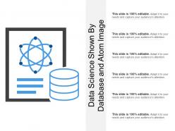 Data science shown by database and atom image