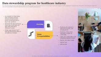 Data Stewardship Program For Healthcare Industry Data Subject Area Stewardship Model