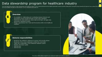 Data Stewardship Program For Healthcare Industry Stewardship By Business Process Model