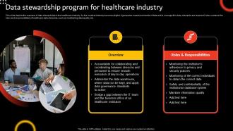 Data Stewardship Program Healthcare Industry Stewardship By Function Model