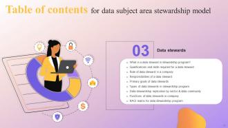 Data Subject Area Stewardship Model Powerpoint Presentation Slides Slides Multipurpose