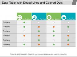 Data table with dotted lines and colored dots