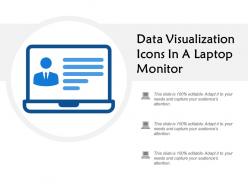 Data visualization icons in a laptop monitor