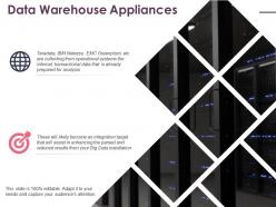 Data warehouse appliances ppt icon graphics design