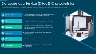 Database as a service dbaas characteristics ppt icon graphics