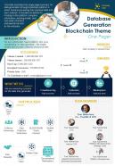 Database generation blockchain theme one pager presentation report infographic ppt pdf document