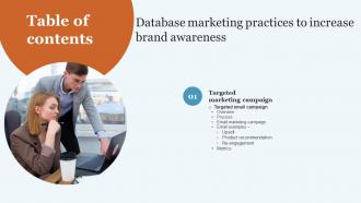 Database Marketing Practices To Increase Brand Awareness Table Of Contents MKT SS V