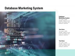 Database marketing system ppt powerpoint presentation styles elements cpb