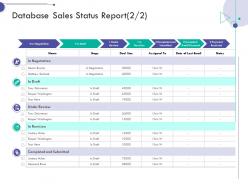 database sales status report deal consumer relationship management ppt gallery slide