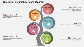 Db tree style infographics icons diagram flat powerpoint design