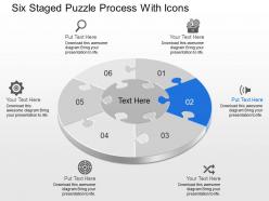Dc six staged puzzle process with icons powerpoint template