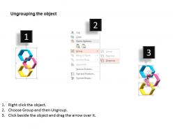 Dc three staged hexagon option infographics flat powerpoint design