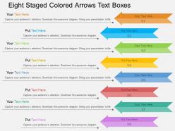 Dd eight staged colored arrows text boxes flat powerpoint design
