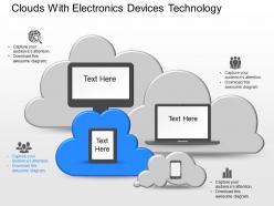 De clouds with electronics devices technology powerpoint template