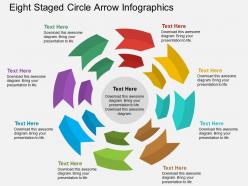 De eight staged circle arrow infographics flat powerpoint design