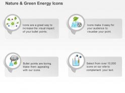 De icons for green energy production with co2 gas and battery ppt icons graphics