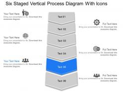 De six staged vertical process diagram with icons powerpoint template