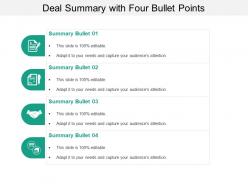 Deal summary with four bullet points
