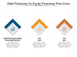 Debt financing vs equity financing pros cons ppt powerpoint presentation slides templates cpb