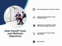 Debt payoff tools and methods objectives ppt powerpoint presentation model designs