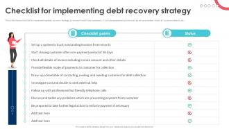 Debt Recovery Process Checklist For Implementing Debt Recovery Strategy