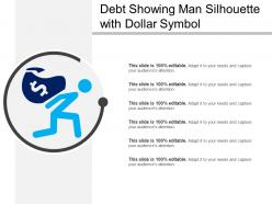 Debt showing man silhouette with dollar symbol