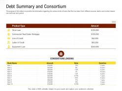 Debt summary and consortium rethinking capital structure decision ppt powerpoint model