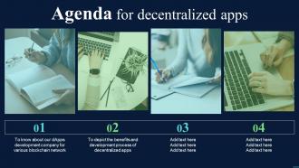 Decentralized Apps Agenda For Decentralized Apps Ppt Summary Inspiration