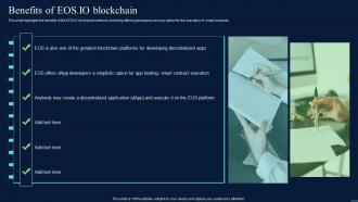 Decentralized Apps Benefits Of EOS IO Blockchain Ppt Ideas Master Slide