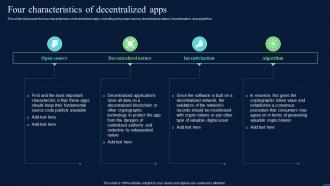 Decentralized Apps Four Characteristics Of Decentralized Apps Ppt Gallery Deck