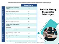 Decision making checklist for solar project ppt powerpoint presentation inspiration gallery