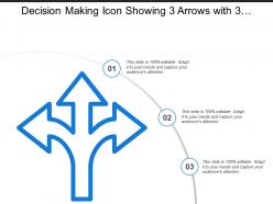 Decision making icon showing 3 arrows with 3 options