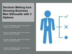 Decision Making Icon Showing 3 Arrows With 3 Options Silhouette