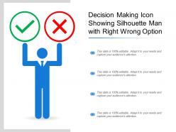Decision Making Icon Showing Silhouette Man With Right Wrong Option