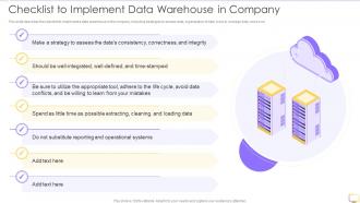 Decision Support System DSS Checklist To Implement Data Warehouse In Company