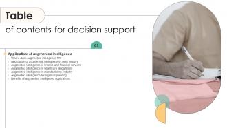 Decision Support Table Of Contents Ppt Slides Gallery
