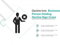Decline icon business person holding decline sign cross