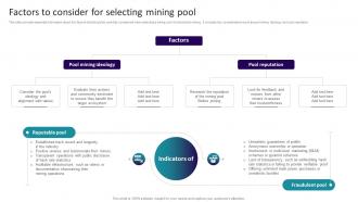 Decoding Blockchain Mining Factors To Consider For Selecting Mining Pool BCT SS V